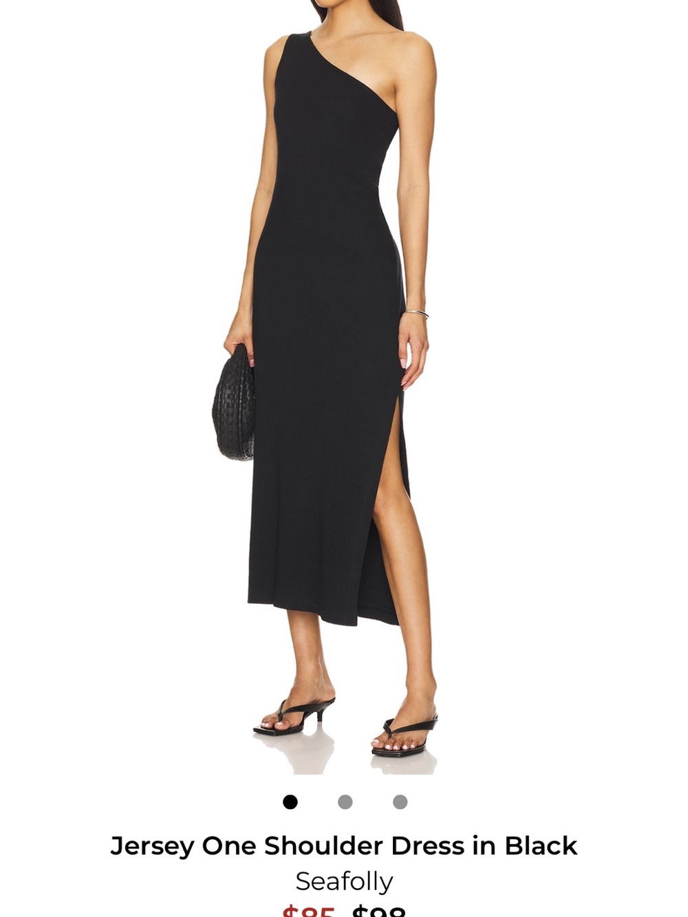 Seafolly Black One-Shoulder Midi Dress with Side Slit